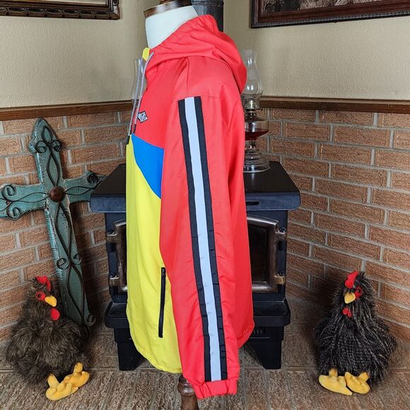Rebel Star Color Block Pullover Hooded Windbreaker Primary Colors Size L - Picture 3 of 6